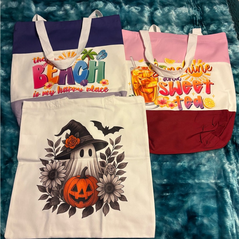 Colorful Graphic Tote Bags Set